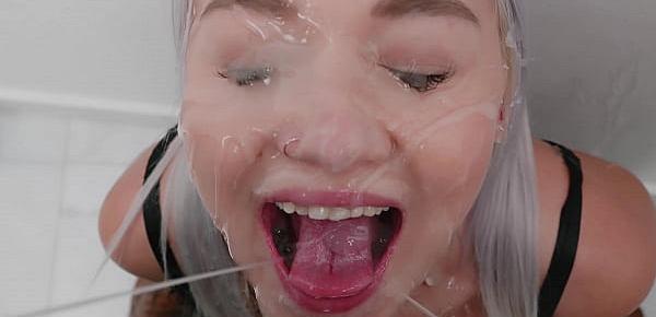  Extreme Facial Cumshot after a SOS Blowjob - Marylin Sugar